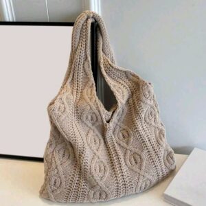 Tote Bag - Cable Knit - Khaki